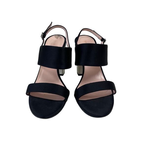 Kate Spade Black Satin Crystal Embellished Block Heel Strappy Sandal Womens 8 - Picture 3 of 8